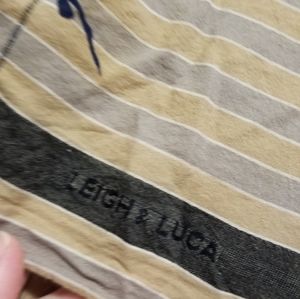 Leigh & Luca fringed tan, gray, and teal scarf